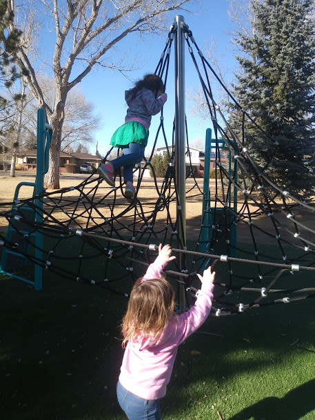 Exploring the new playground at La Prele Park