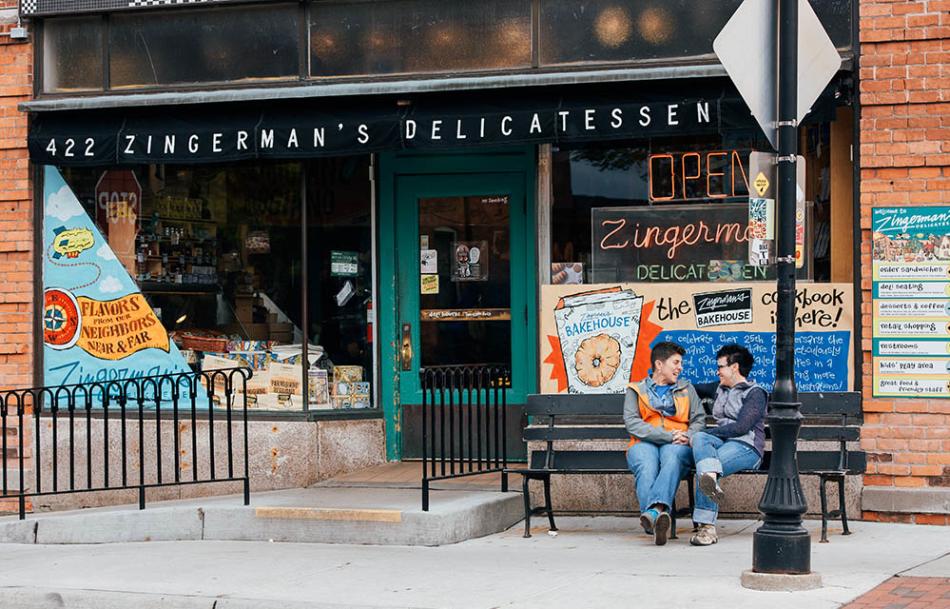 Two women outside Zingerman's Deli