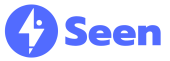A logo including a blue circle with a white lightning bolt in the middle and the word "seen" next to it.