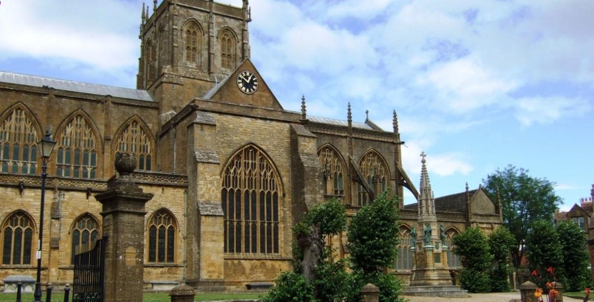 Exterior of Sherborne Abbey in Dorset