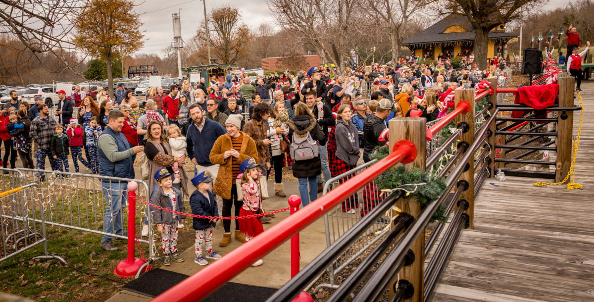 Crowd waiting for The Polar Express