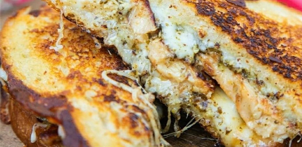 Grilled Chicken Pesto Grill Cheese from Emojis Grilled Cheese in Austin Texas