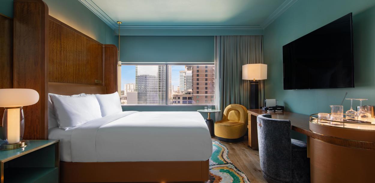 Image of a newly renovated guest room at the W Austin hotel.
