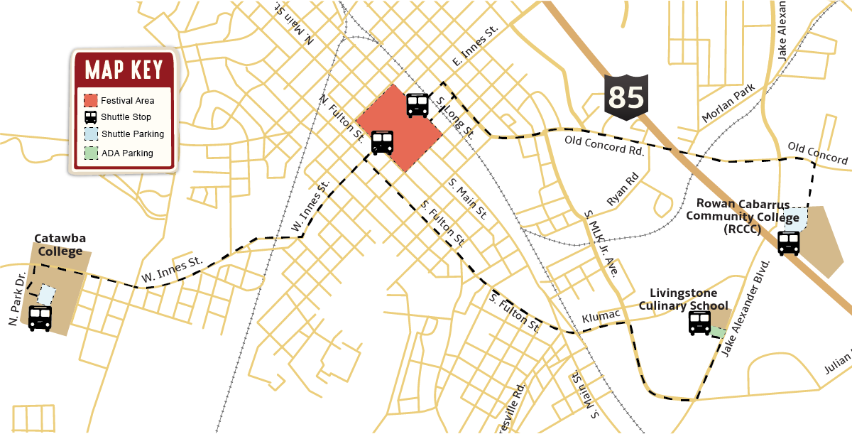 Cheerwine Festival 2025 Shuttle Map