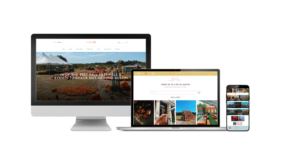 Austinites101 website on desktop - laptop - mobile 2024