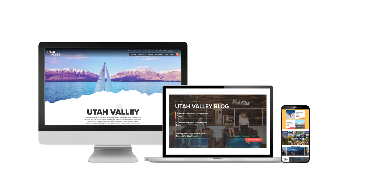 Explore Utah Valley website on Desktop - Laptop - phone 2024