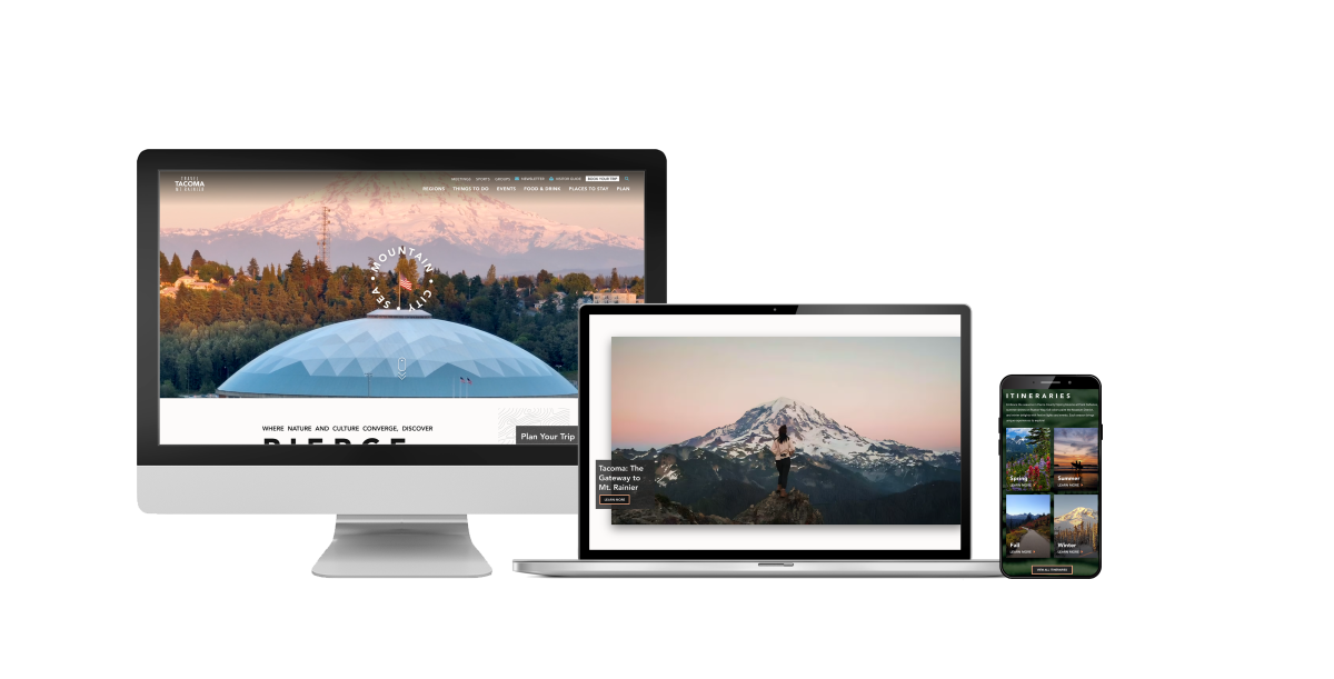 Travel Tacoma website on Desktop - Laptop - phone 2024 | Simpleview Inc
