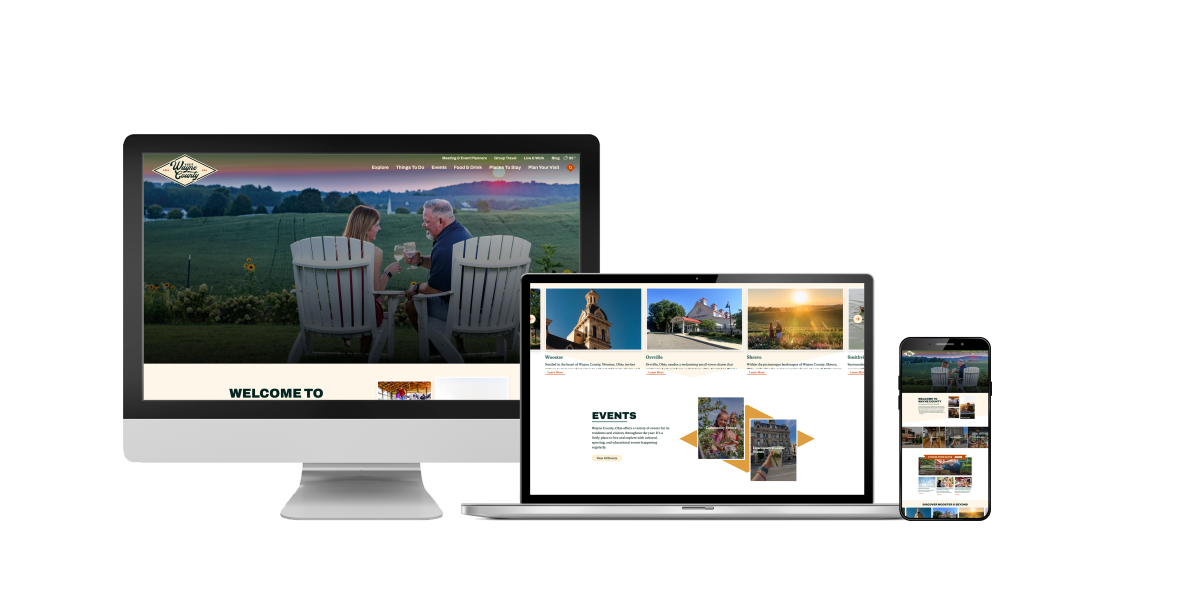 Wayne County Convention & Visitors Bureau Website on Desktop, Laptop, and Mobile - July 2024 | Simpleview Inc
