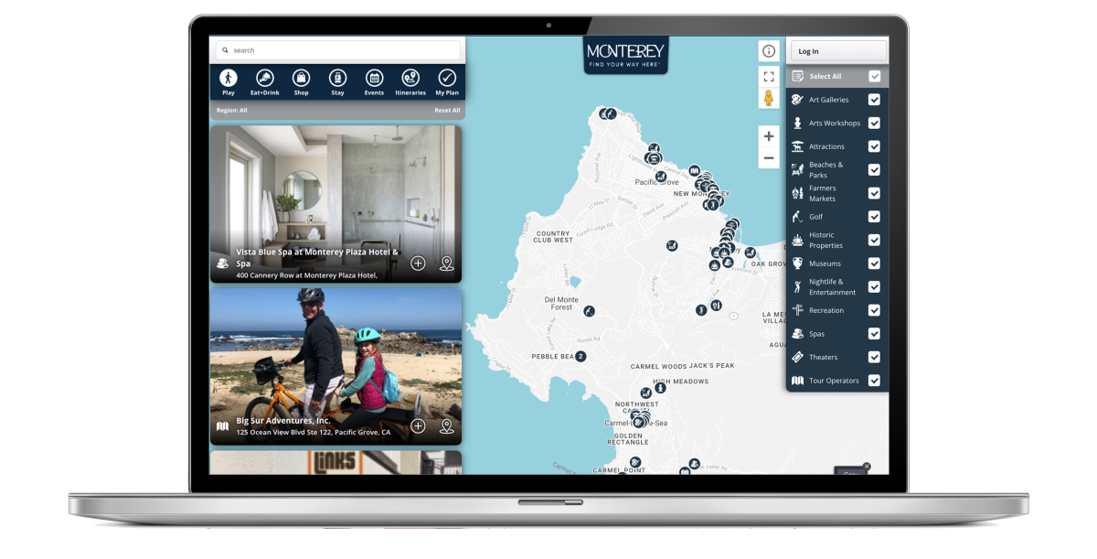 Visit Widget - See Monterey Trip Planning on Laptop | Simpleview Partner