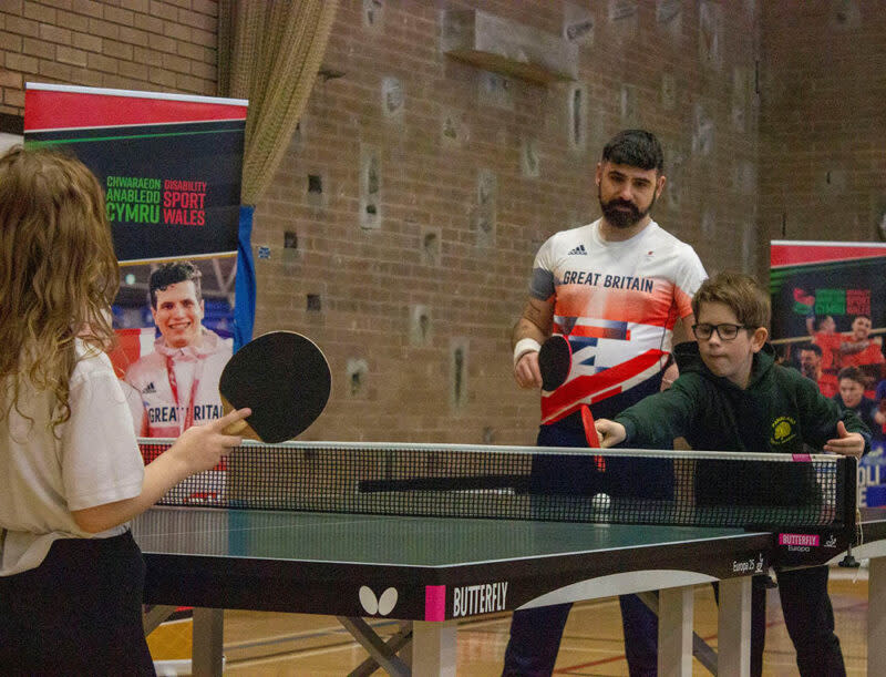 Children playing table tennis