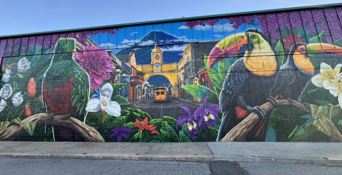 Mural on the side of Cafe Kacao