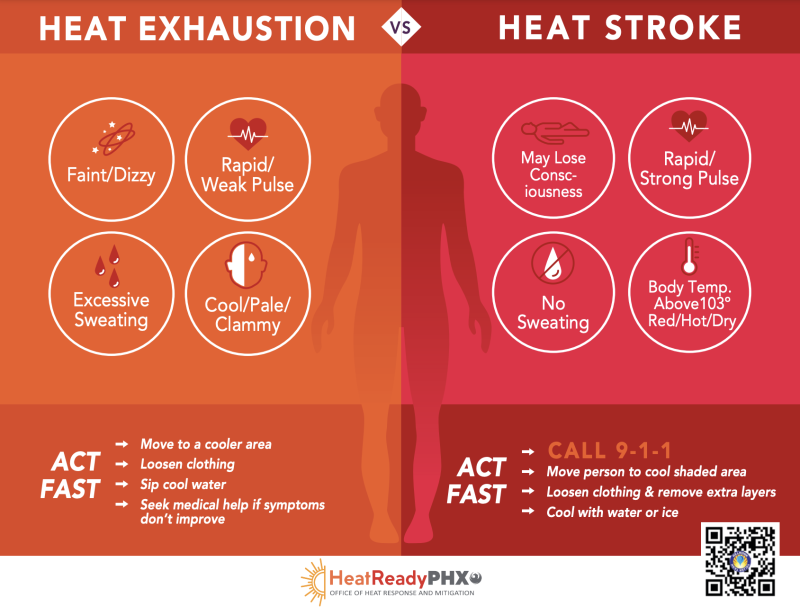 Heat exhaustion heat stroke graphic