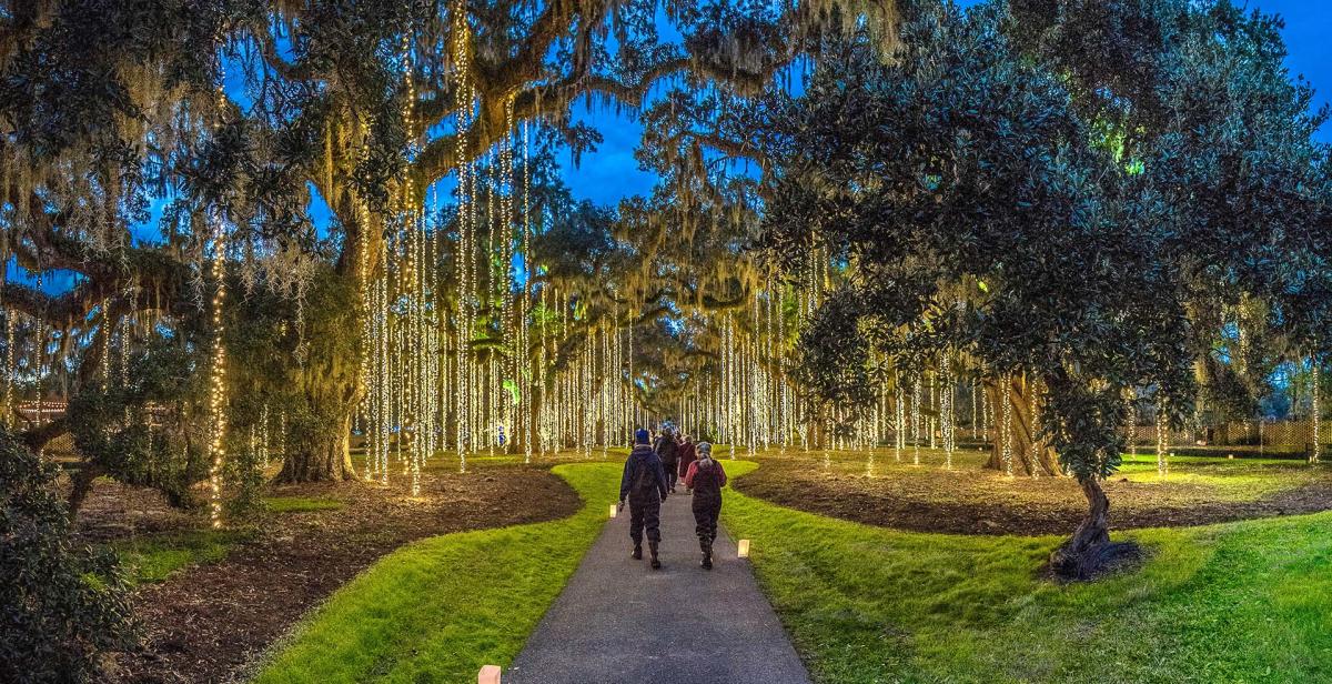 Dusk with lights twinkling at Brookgreen Gardens Nights of a Thousand Candles