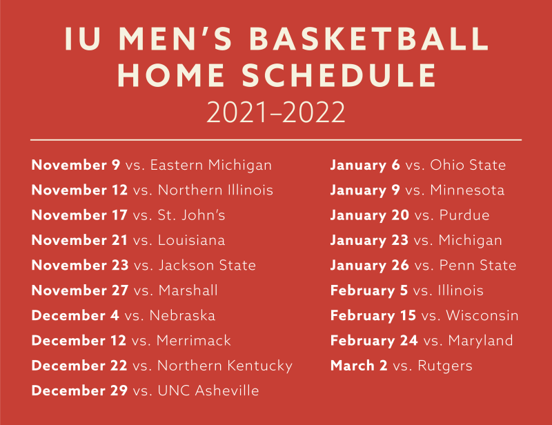 2021-2022 IU Men's Basketball Schedule