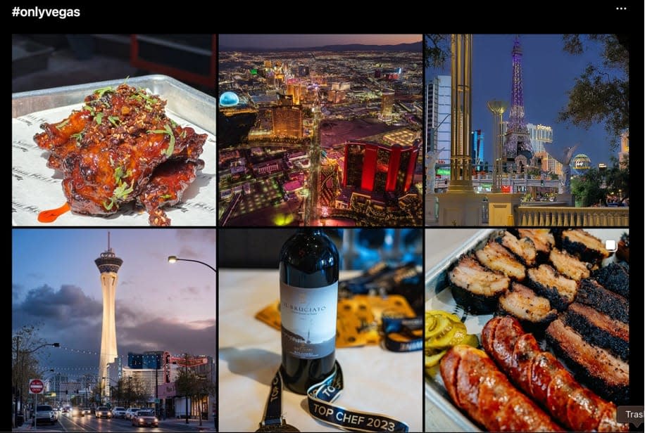 A grid of photos from Visit Las Vegas' "Only in Vegas" social media campaign.