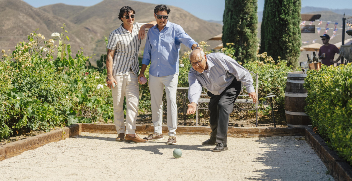 Father and Son Playing Bocce Ball at Winery