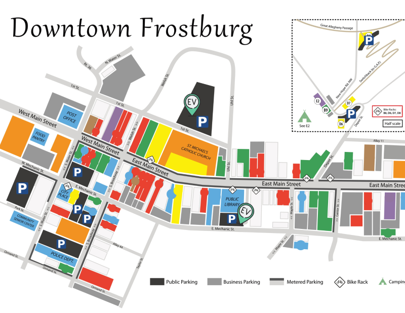 Updated Parking Map - Frostburg - 4.2025