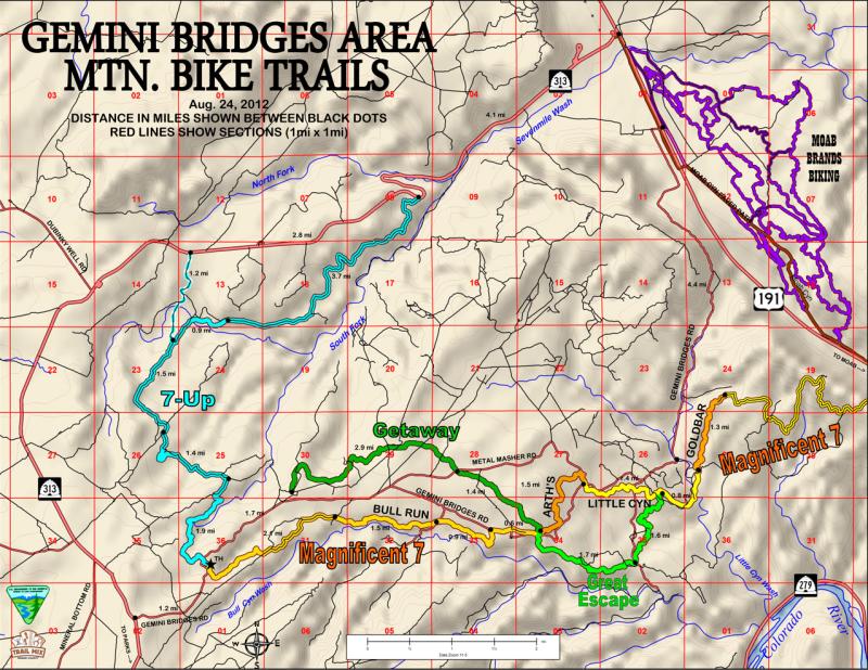 Gemini Bridges trail map