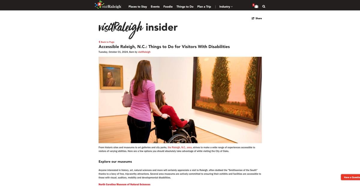 A screenshot form Visit Raleigh's accessibility page.