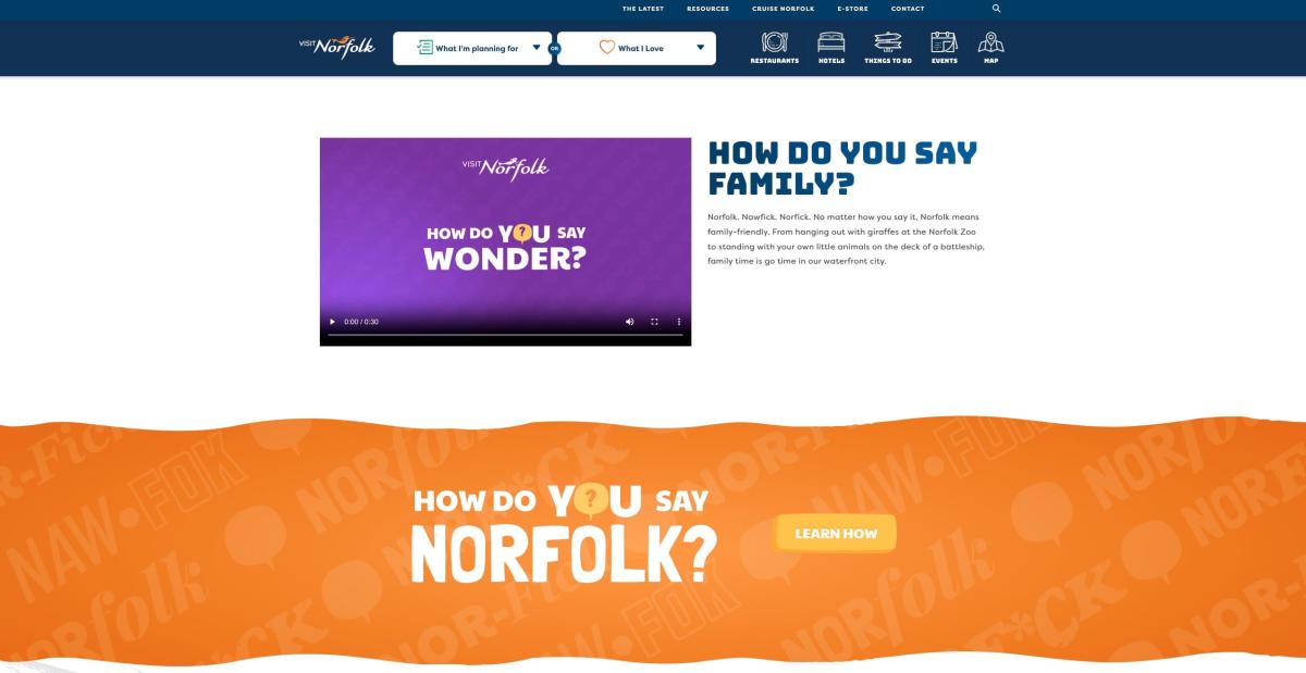 The family fun page of Visit Norfolk's website.