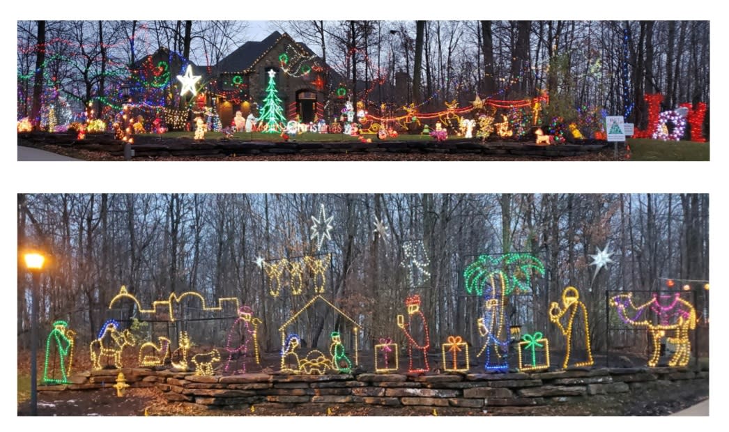 Exhibición de luces de Navidad en el Nido de Águila Dorada 15509 en Fort Wayne, Indiana