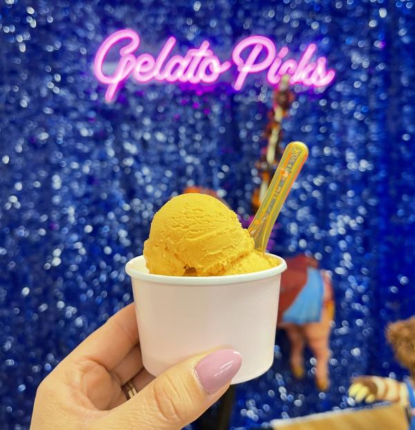 A scoop of Pumpkin Spice gelato at Gelato Picks