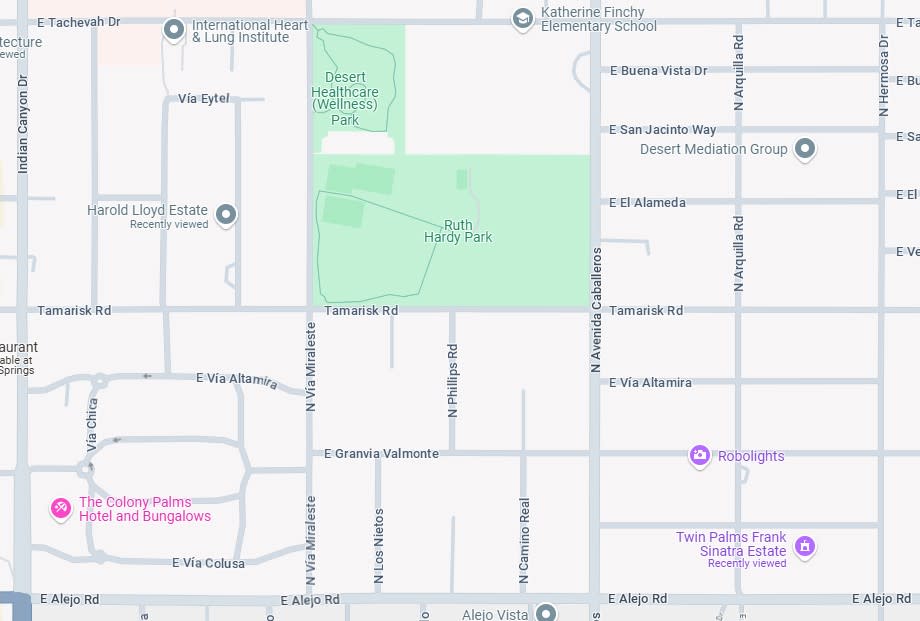 Google map of Movie Colony in Palm Springs