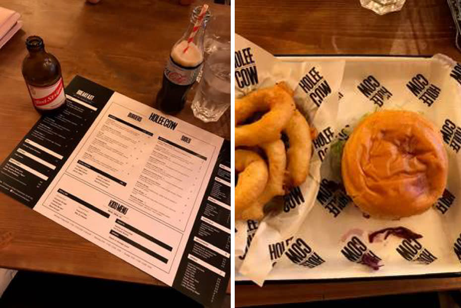 The menu at Holee Cow, Cheltenham