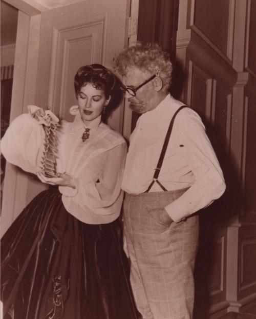 Behind the Scenes of The Great Sinner - Ava Gardner doing Card Trick with Walter Huston