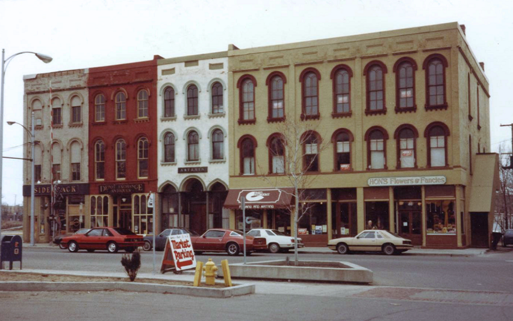 Sidetrack and Depot Town buildings 1982
