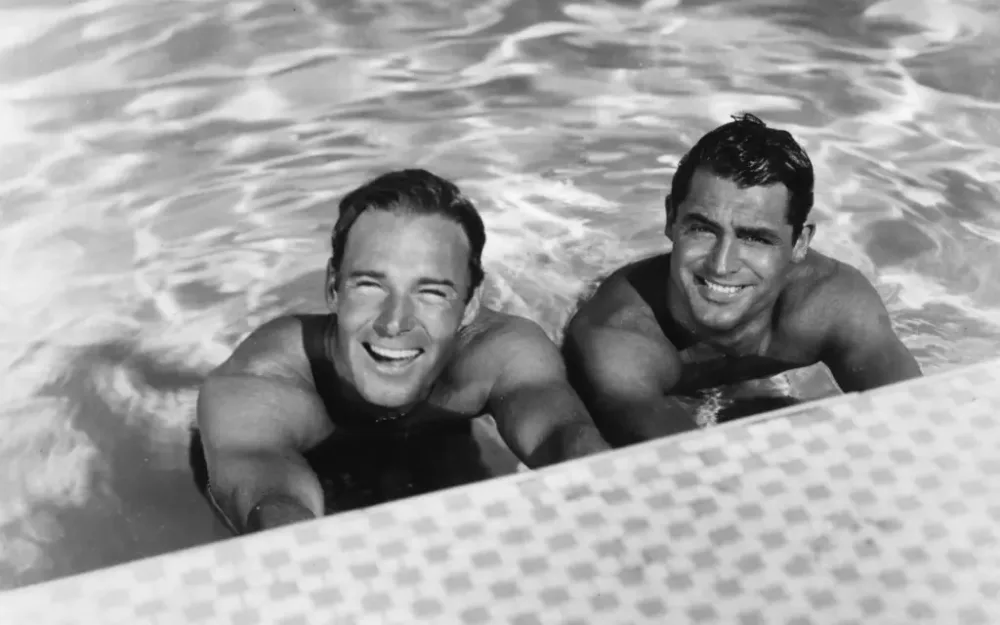 Cary Grant and Randolph Scott in pool