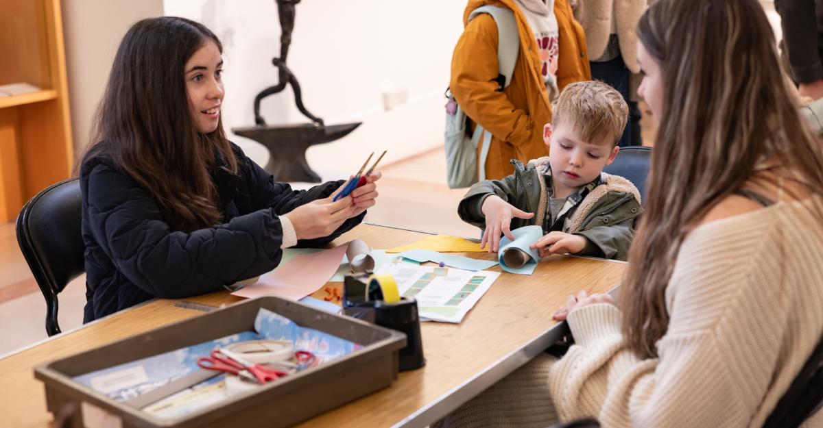Family enjoying a festive craft workshop at City Art Gallery