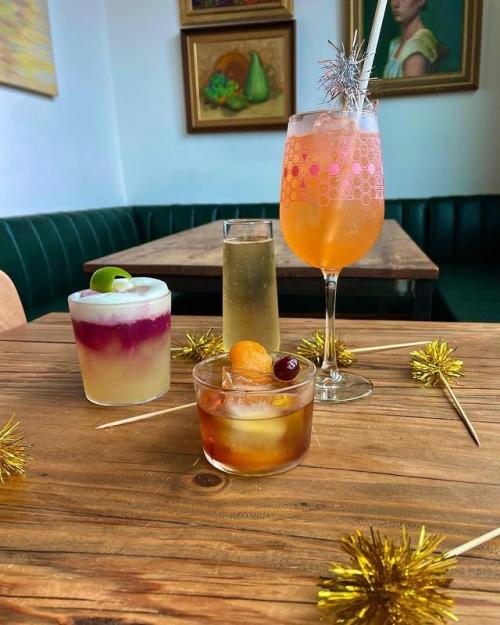 A display of different cocktails
