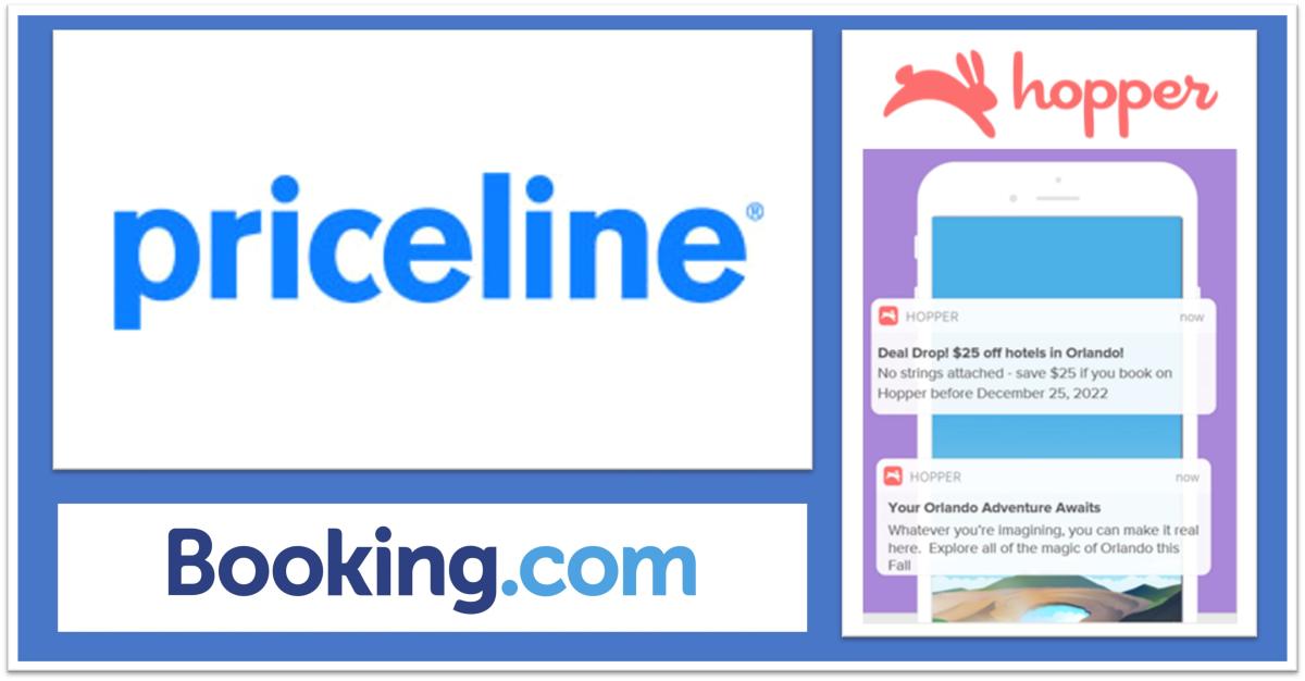 Hopper, Priceline, Booking.com Collage