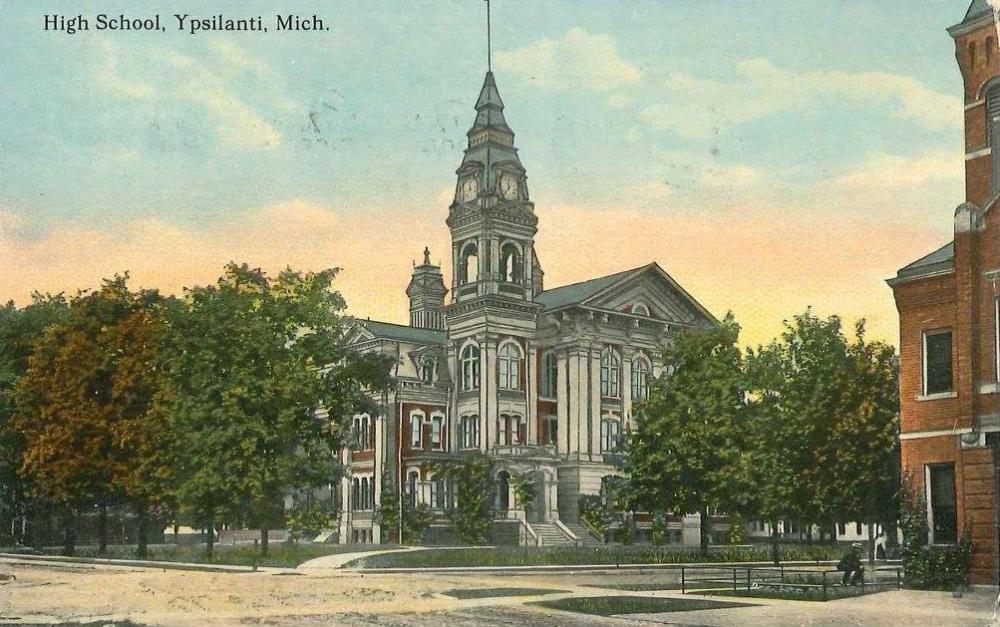 Vintage postcard of Ypsilanti High School