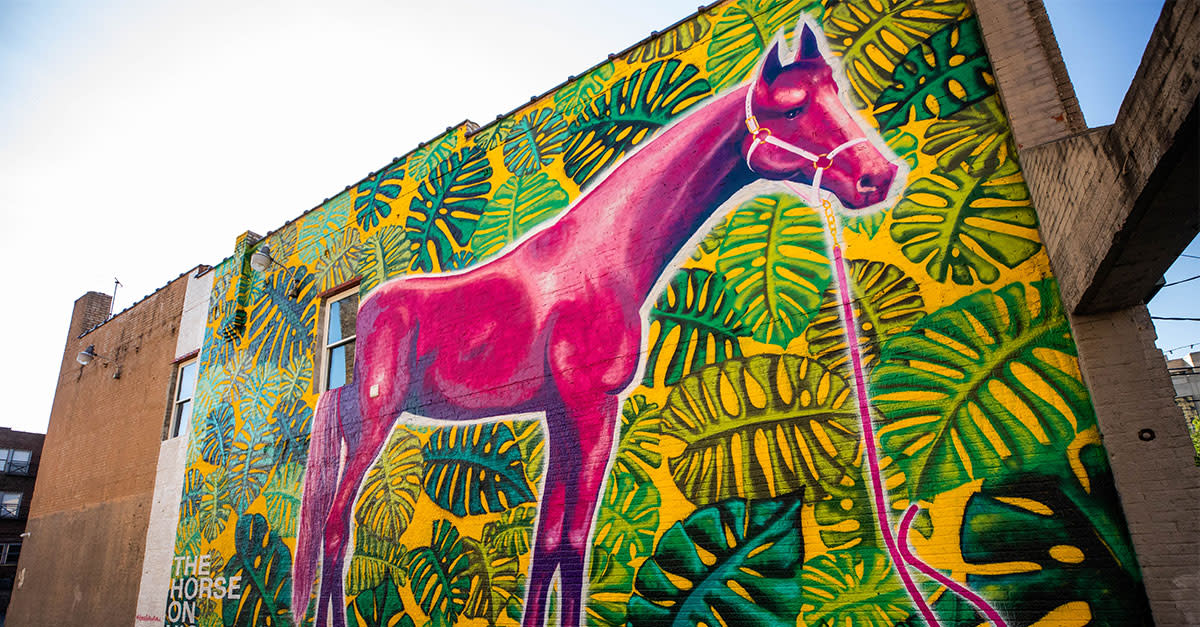 Pink horse mural in Lexington, Kentucky