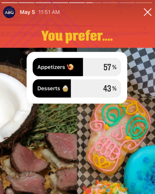 appetizers vs desserts instagram story