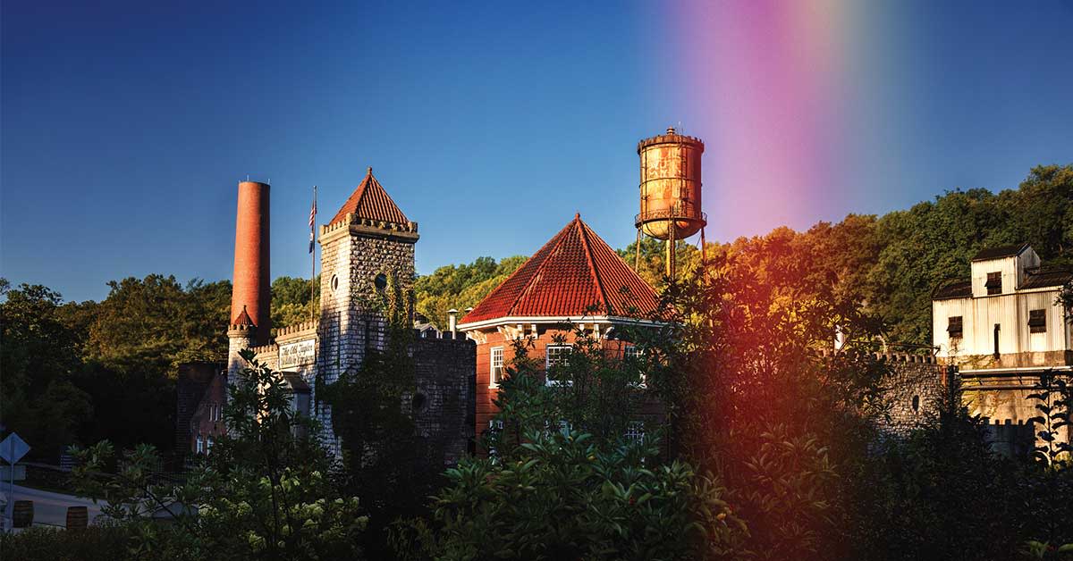 Rainbow over Castle & Key Distillery in Woodford County, Kentucky.