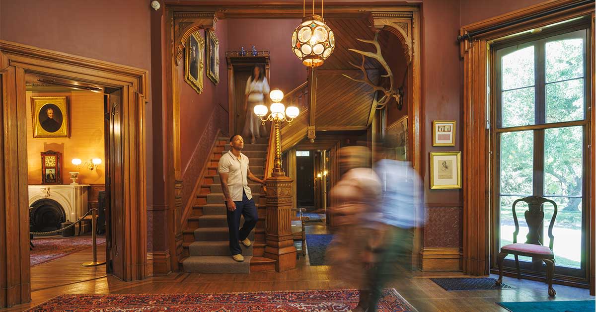 Interior scene of people visiting the Ashland Estate in Lexington, KY