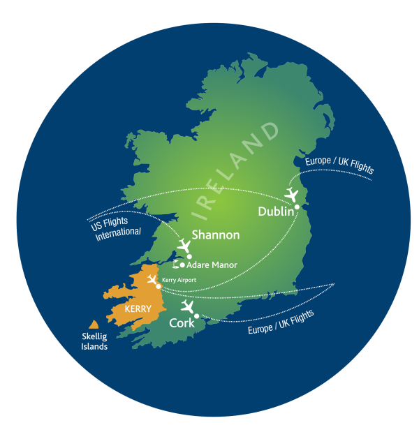 Kerry location map Access Routes