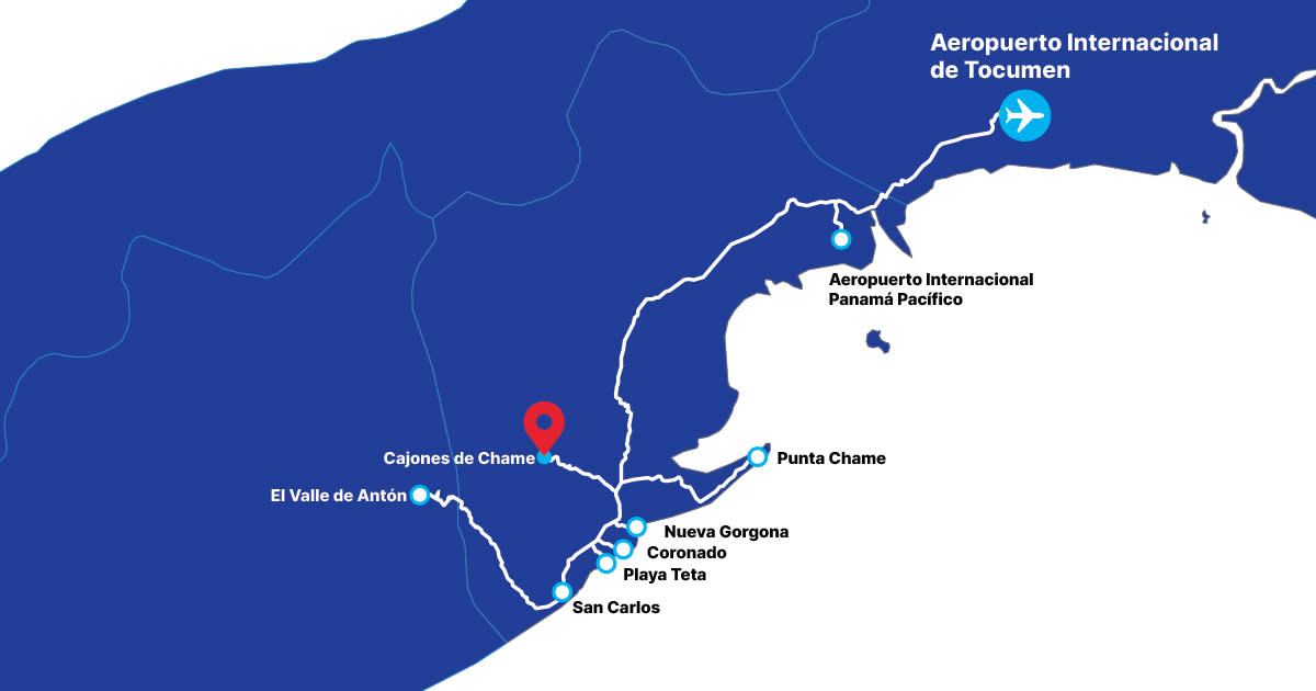 Mapa de la ruta 1: De la Ciudad a la Riviera Pacífica