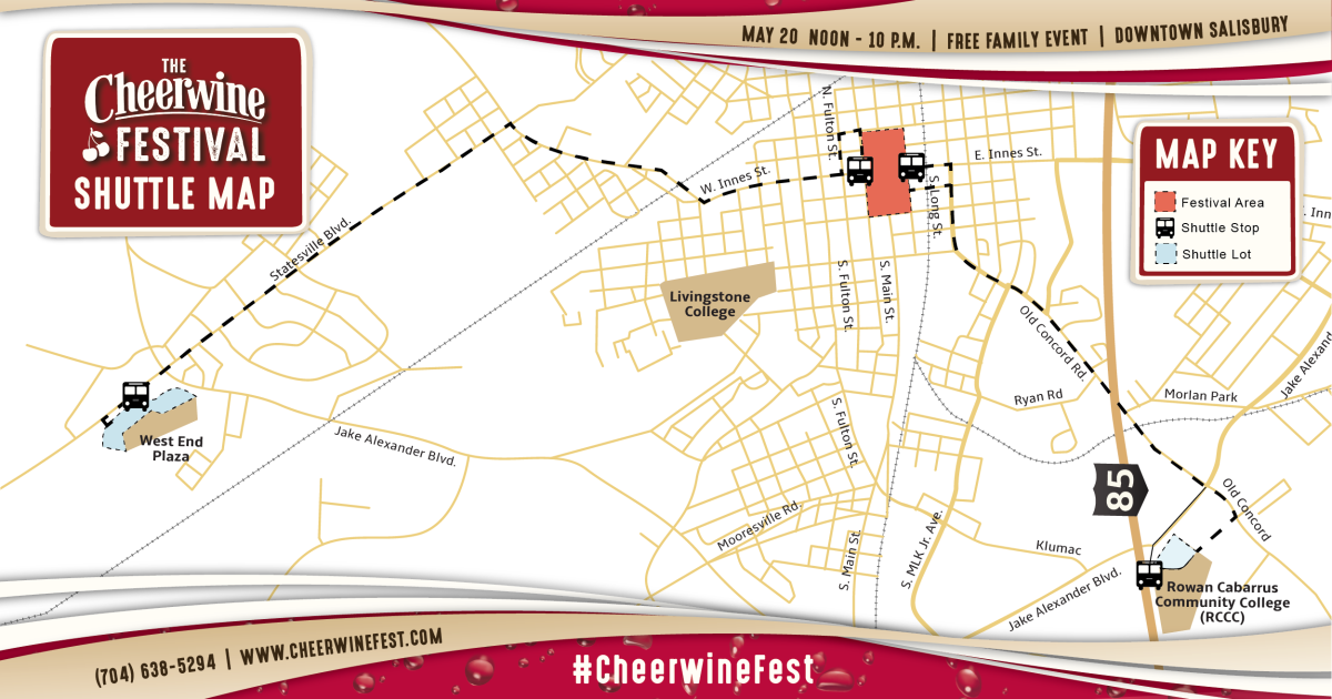 Cheerwine Fest Shuttle Map 23