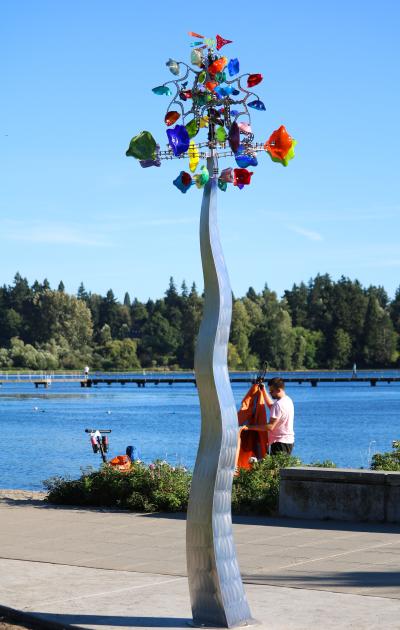 Glass sculpture at Juanita Beach