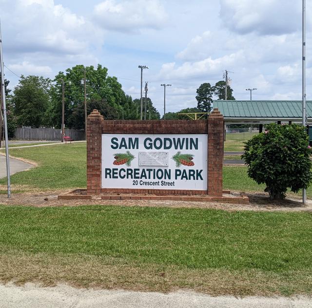 Sam Godwin Recreation Park sign