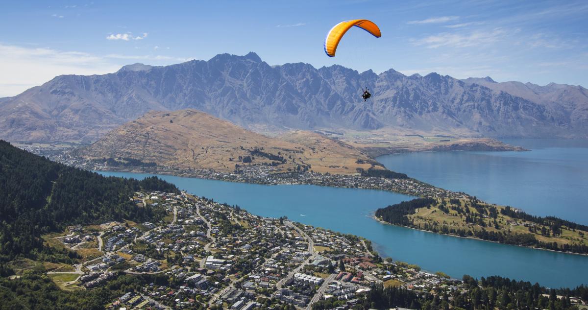 Paragliding from Bobs Peak over Queenstown