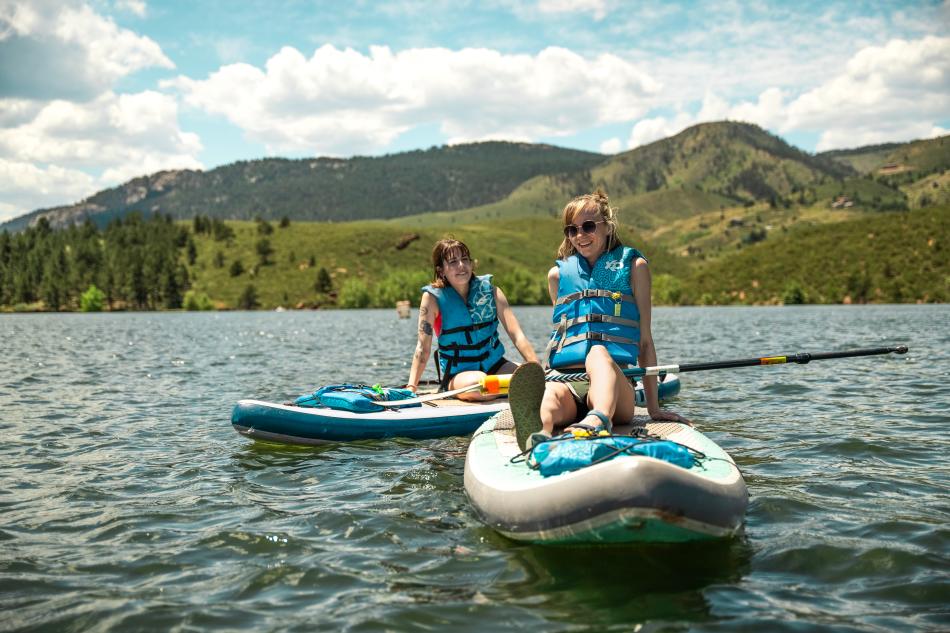 Stand up paddleboarding at Satanka Cove at Horsetooth