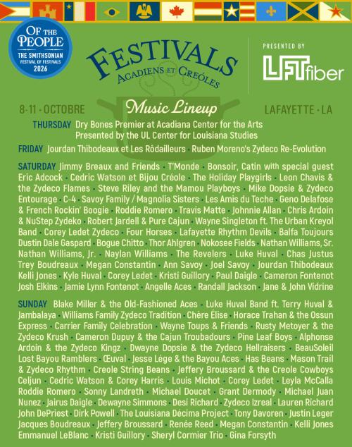 2026 Festivals Acadiens et Créoles Music Lineup