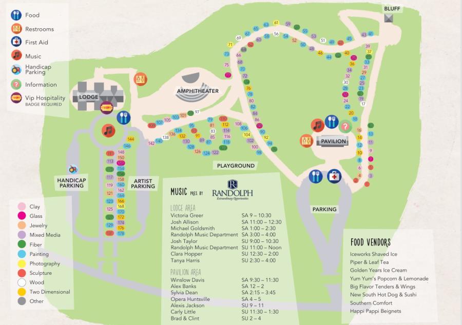A detailed map of the Monte Sano Arts Festival