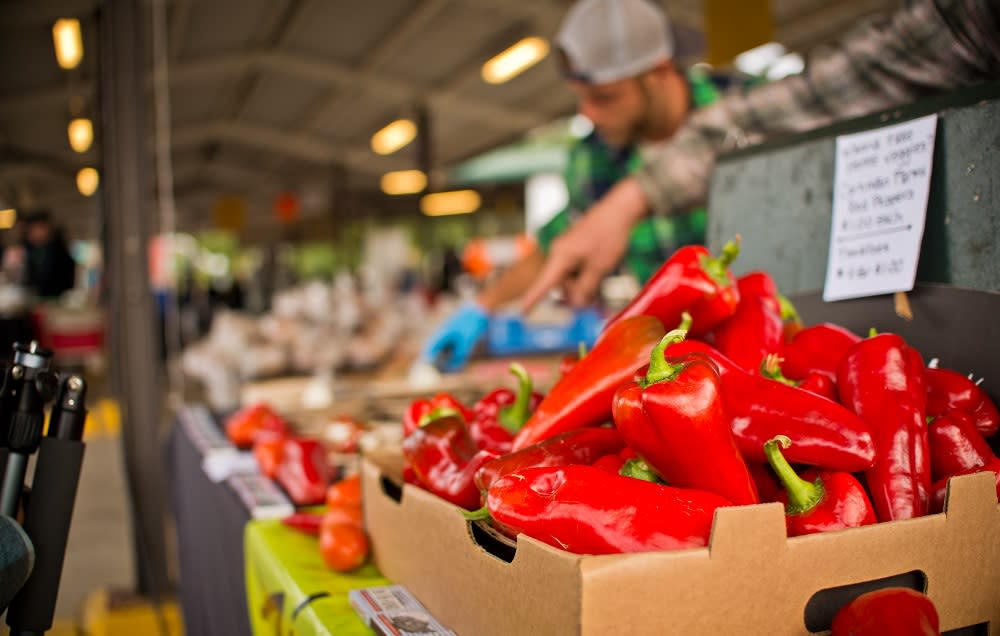 Ann Arbor farmers market, box of peppers