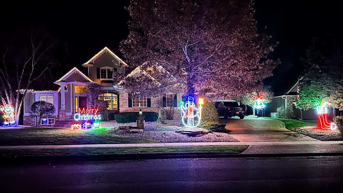 Holiday lights on display at 8716 Legends Parkway in Fort Wayne